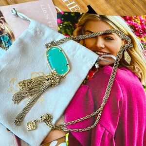 Kendra Scott Rayne Stone Tassel Pendant Necklace, Calcedony, Goldtone